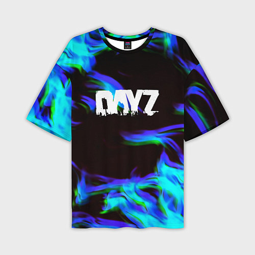 Мужская футболка оверсайз Dayz огонь синий / 3D-принт – фото 1