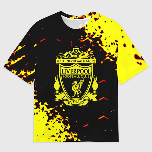 Мужская футболка оверсайз Liverpool жёлтые краски текстура / 3D-принт – фото 1