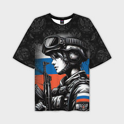 Мужская футболка оверсайз Русская военная девушка