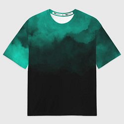 Футболка оверсайз мужская Зелёный туман на чёрном, цвет: 3D-принт