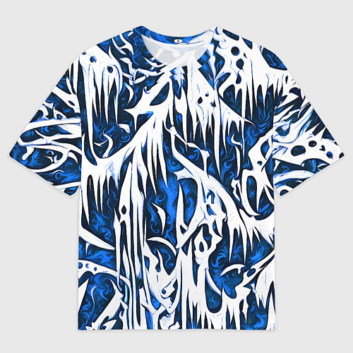 Мужская футболка оверсайз Белый и синий узор / 3D-принт – фото 1