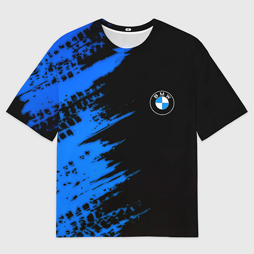 Мужская футболка оверсайз BMW краски синие / 3D-принт – фото 1