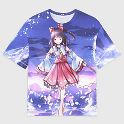 Футболка оверсайз мужская Touhou Project Рейму улыбка, цвет: 3D-принт