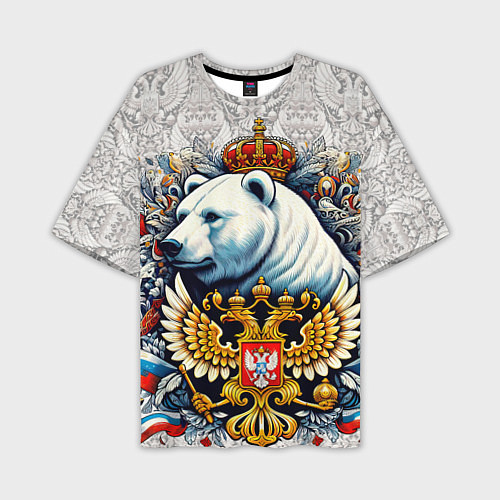 Мужская футболка оверсайз Белый медведь с короной / 3D-принт – фото 1