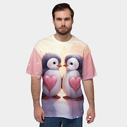 Футболка оверсайз мужская Два влюбленных пингвина, цвет: 3D-принт — фото 2