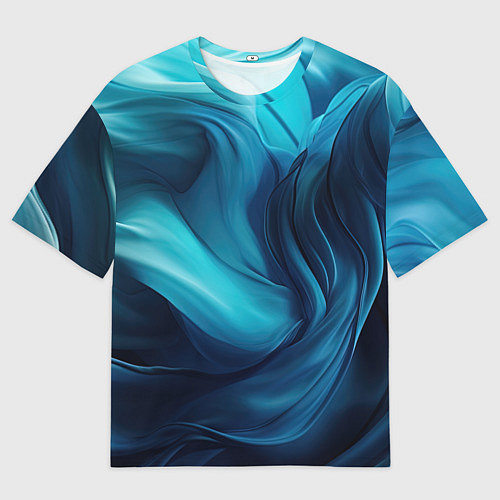 Мужская футболка оверсайз Синяя абстракция в виде волн / 3D-принт – фото 1