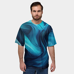 Футболка оверсайз мужская Синяя абстракция в виде волн, цвет: 3D-принт — фото 2