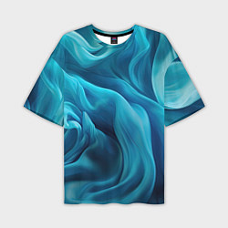 Мужская футболка оверсайз Синяя абстрактная волнистая ткань