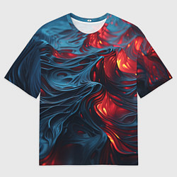 Футболка оверсайз мужская Яркая волнистая абстракция, цвет: 3D-принт