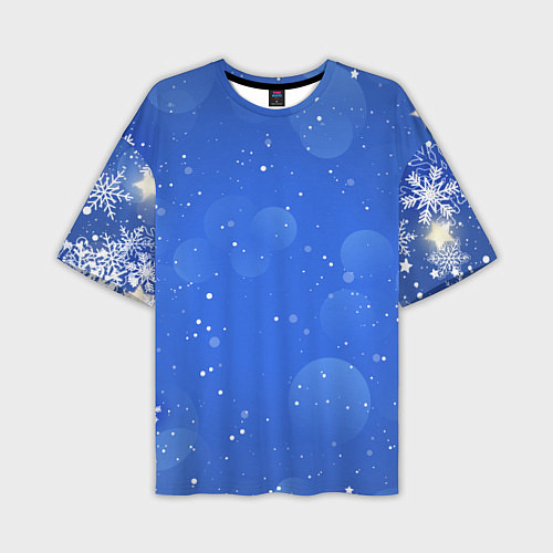 Мужская футболка оверсайз Снежный паттерн / 3D-принт – фото 1