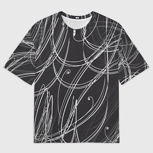 Мужская футболка оверсайз Черно-белые завитки / 3D-принт – фото 1