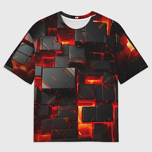 Мужская футболка оверсайз Неоновые квадратики / 3D-принт – фото 1