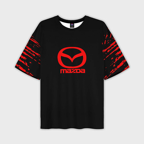 Мужская футболка оверсайз Mazda краски красные штрихи / 3D-принт – фото 1