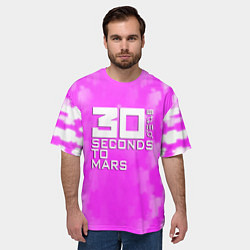 Футболка оверсайз мужская 30 seconds to mars pink, цвет: 3D-принт — фото 2