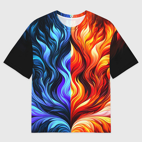 Мужская футболка оверсайз Два огня / 3D-принт – фото 1