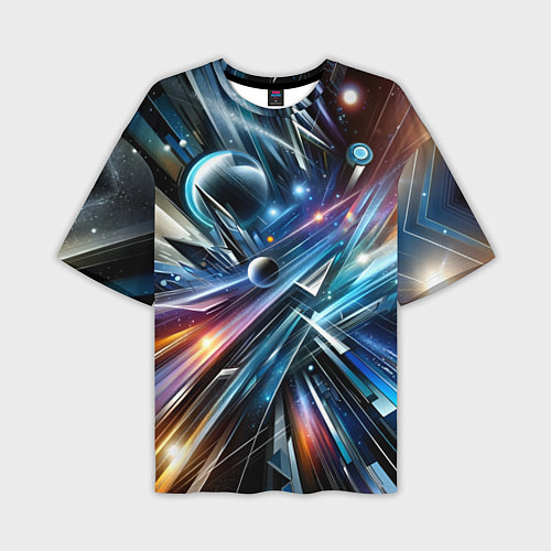 Мужская футболка оверсайз Космос - футуризм / 3D-принт – фото 1
