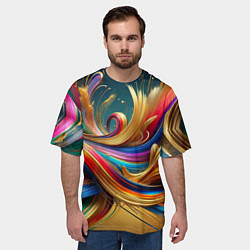 Футболка оверсайз мужская Золотые линии, цвет: 3D-принт — фото 2
