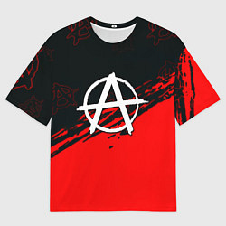 Мужская футболка оверсайз Анархия краски текстура символы