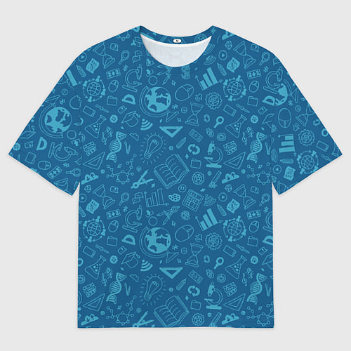 Мужская футболка оверсайз Школьный синий паттерн / 3D-принт – фото 1
