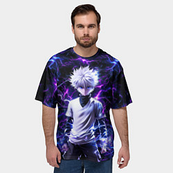 Футболка оверсайз мужская Киллуа Золдик и неоновые молнии, цвет: 3D-принт — фото 2