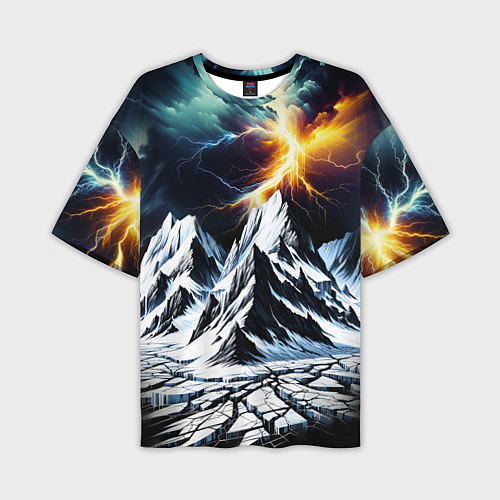 Мужская футболка оверсайз Молнии и горы / 3D-принт – фото 1