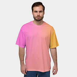 Футболка оверсайз мужская Розово-желтый градиент, цвет: 3D-принт — фото 2