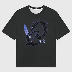 Мужская футболка оверсайз Китайский дракон из чернил