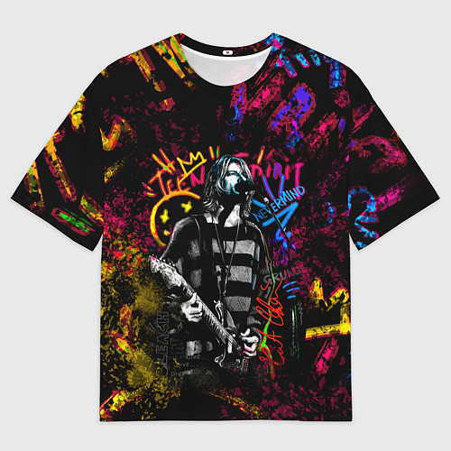 Мужская футболка оверсайз Nirvana краски звука / 3D-принт – фото 1