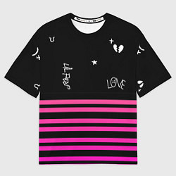 Футболка оверсайз мужская Lil Peep розовые полосы, цвет: 3D-принт