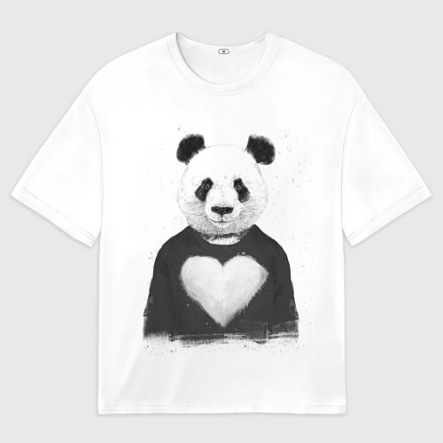 Мужская футболка оверсайз Love panda / 3D-принт – фото 1