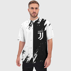 Футболка оверсайз мужская Juventus краски чёрнобелые, цвет: 3D-принт — фото 2