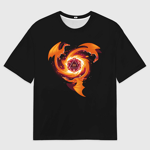 Мужская футболка оверсайз Кружащие драконы - d20 / 3D-принт – фото 1