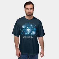 Футболка оверсайз мужская Аксолотли астронавты, цвет: 3D-принт — фото 2