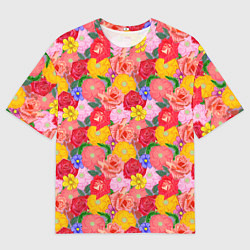 Футболка оверсайз мужская Летний цветочный фон, цвет: 3D-принт