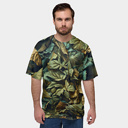 Футболка оверсайз мужская Реалистичный камуфляж из листьев, цвет: 3D-принт — фото 2