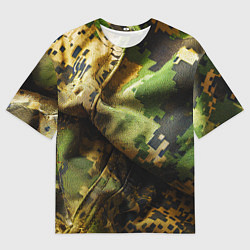 Футболка оверсайз мужская Реалистичный камуфляж на ткани, цвет: 3D-принт