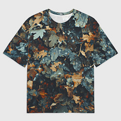 Футболка оверсайз мужская Реалистичный камуфляж из сухих листьев, цвет: 3D-принт