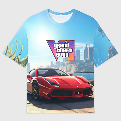 Мужская футболка оверсайз GTA 6 logo auto / 3D-принт – фото 1