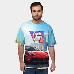 Футболка оверсайз мужская GTA 6 logo auto, цвет: 3D-принт — фото 2