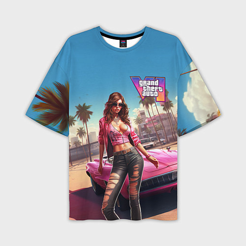 Мужская футболка оверсайз GTA 6 girl logo / 3D-принт – фото 1