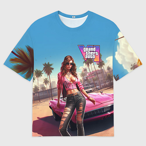 Мужская футболка оверсайз GTA 6 girl logo / 3D-принт – фото 1