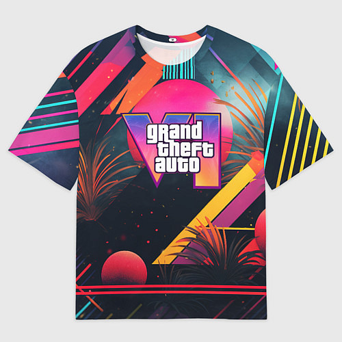 Мужская футболка оверсайз GTA 6 logo абстракция яркая / 3D-принт – фото 1