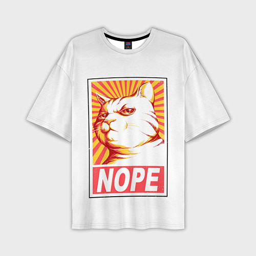 Мужская футболка оверсайз Nope - cat / 3D-принт – фото 1