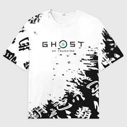 Мужская футболка оверсайз Ghost of Tsushima текстура samurai