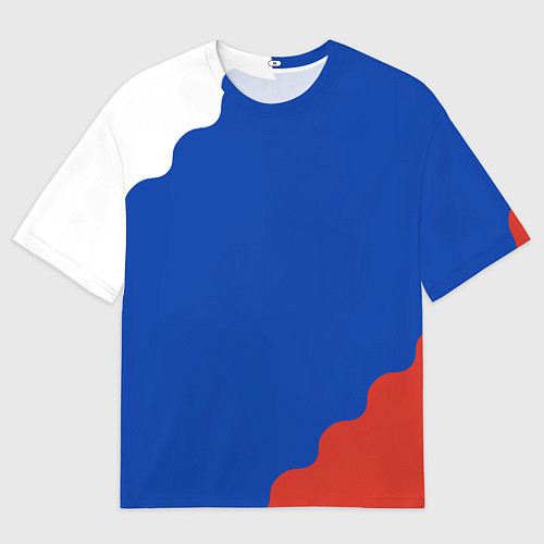 Мужская футболка оверсайз Триколор диагональный волнистый / 3D-принт – фото 1