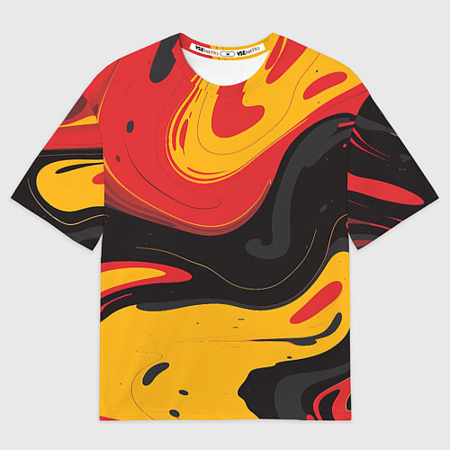 Мужская футболка оверсайз Красные желтые оранжевые пятна краски / 3D-принт – фото 1