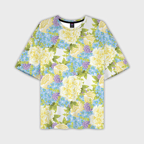 Мужская футболка оверсайз Пышные цветы / 3D-принт – фото 1