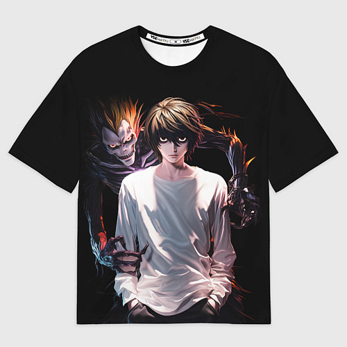 Мужская футболка оверсайз Эл Лоулайт и Рюк - Тетрадь смерти / 3D-принт – фото 1