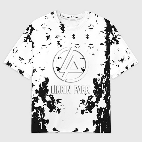 Мужская футболка оверсайз Linkin park краски лого чёрно белый / 3D-принт – фото 1