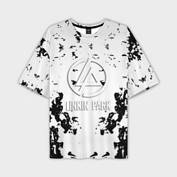 Мужская футболка оверсайз Linkin park краски лого чёрно белый